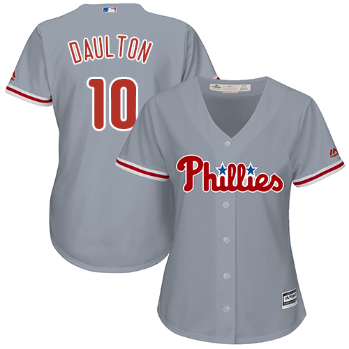 Phillies #10 Darren Daulton Grey Road Women's Stitched MLB Jersey - Click Image to Close